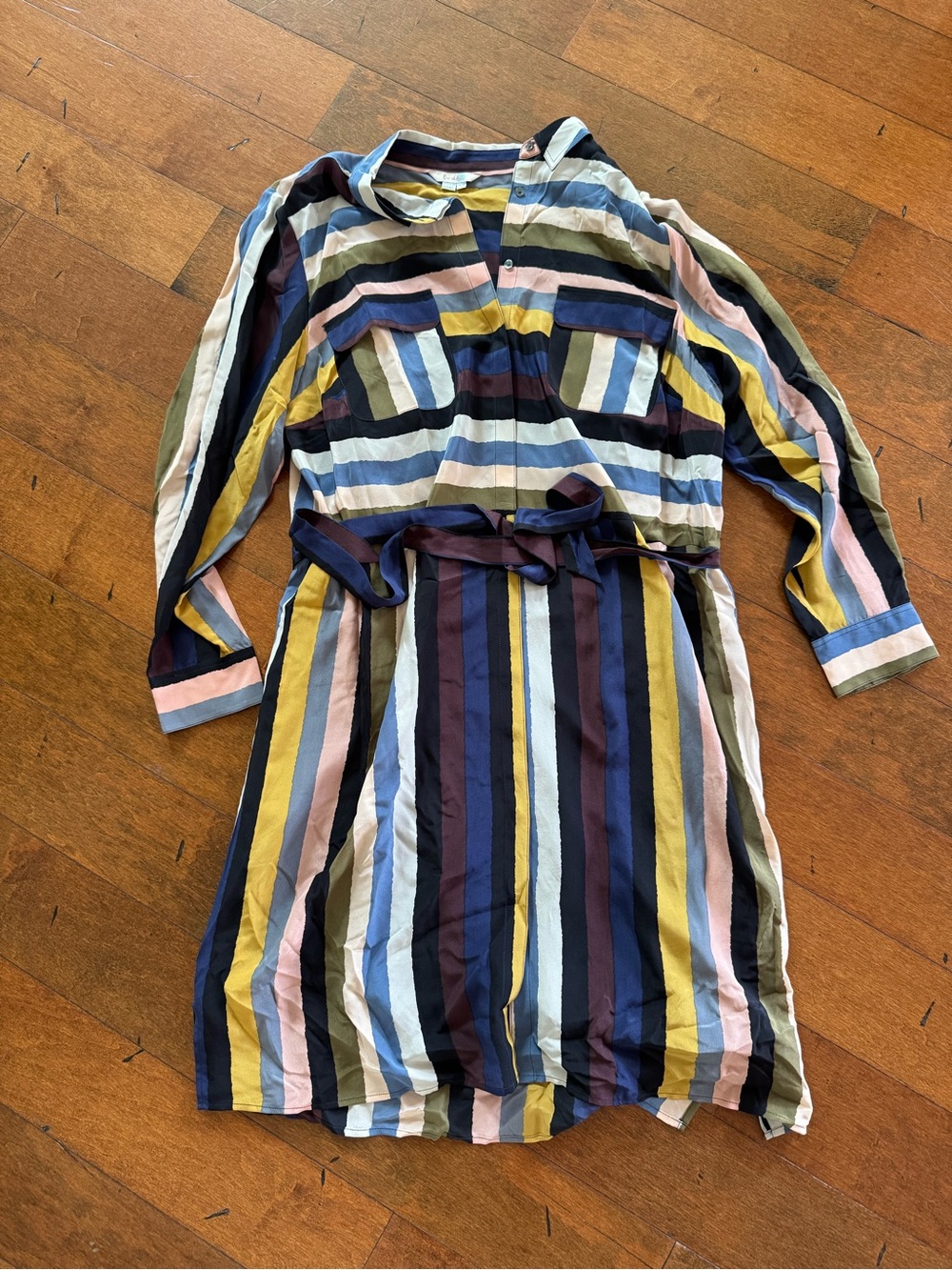 Boden Striped Mini Dress in Navy, Yellow, Pink, Olive & White | Size 16R